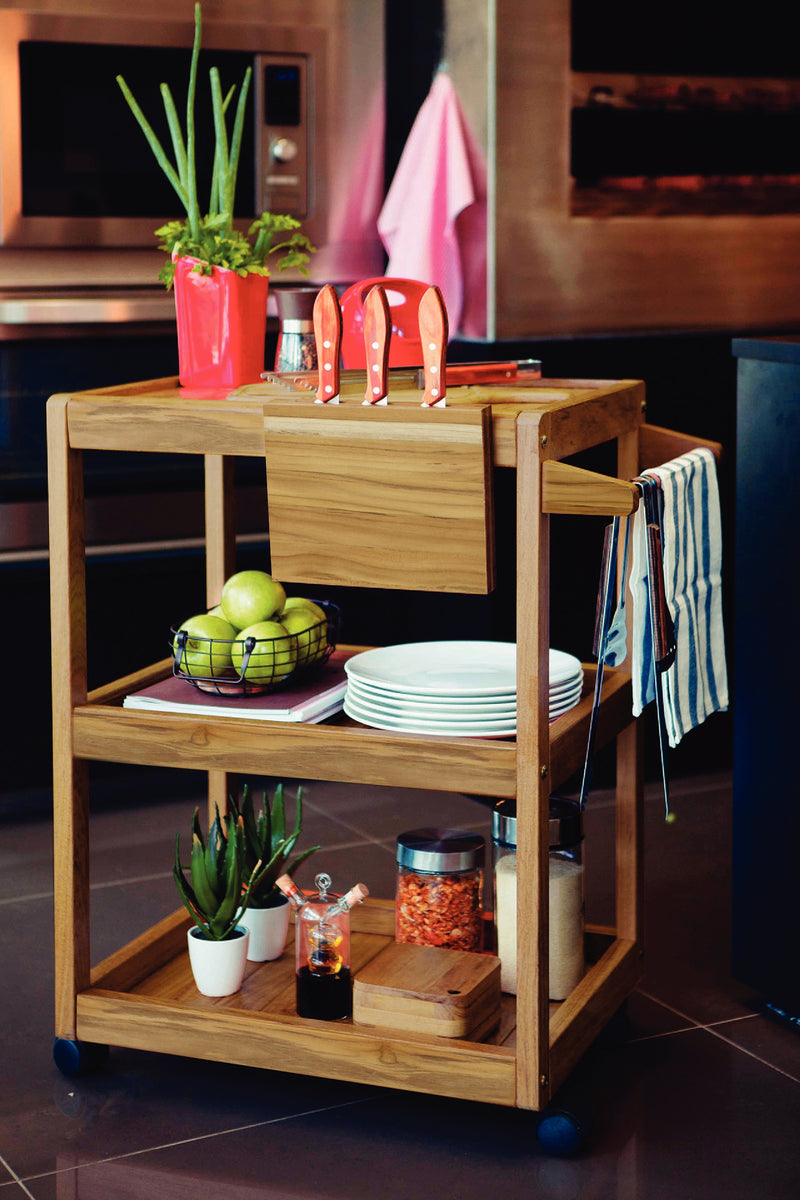 Load image into Gallery viewer, Tramontina Churrasco Serving Trolley in Teak Wood
