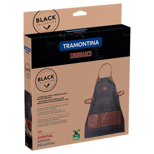 Tramontina Churrasco Black Fabric and Faux Leather Apron