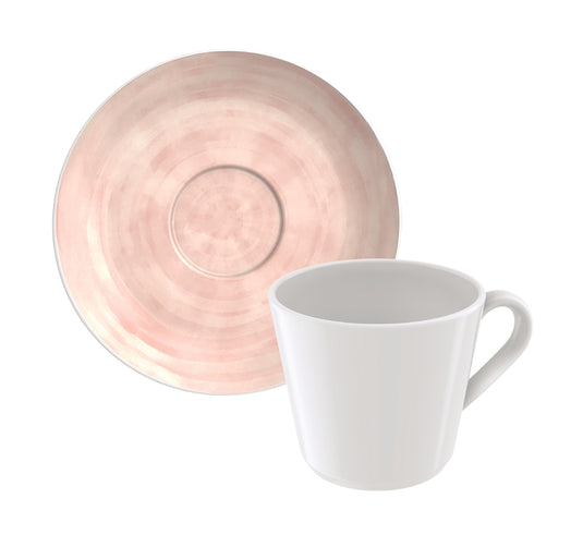 Tramontina Rose 12-Piece Set of Decorated Porcelain Tea Cups and Saucers, 200 ml