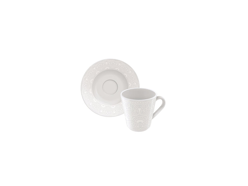 Load image into Gallery viewer, Tramontina Gabrielle 12-Piece Set of Decorated Porcelain Coffee Cups and Saucers, 70 ml
