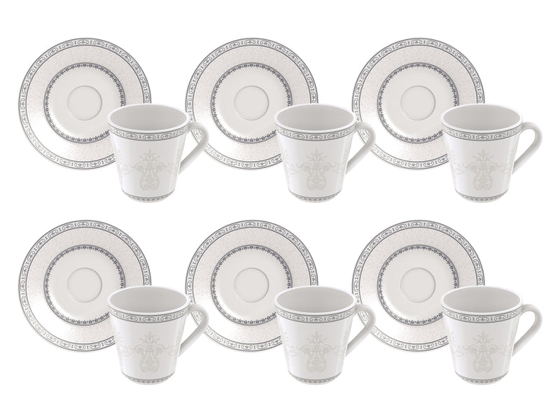 Load image into Gallery viewer, Tramontina Gabrielle 12-Piece Set of Decorated Porcelain Coffee Cups and Saucers, 70 ml
