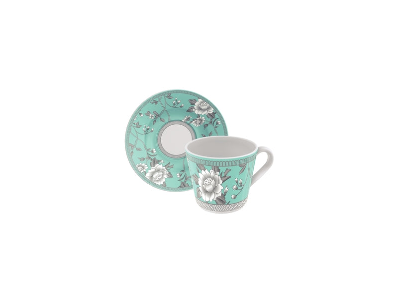 Load image into Gallery viewer, Tramontina Helen 12-Piece Set of Decorated Porcelain Tea Cups and Saucers, 185 ml
