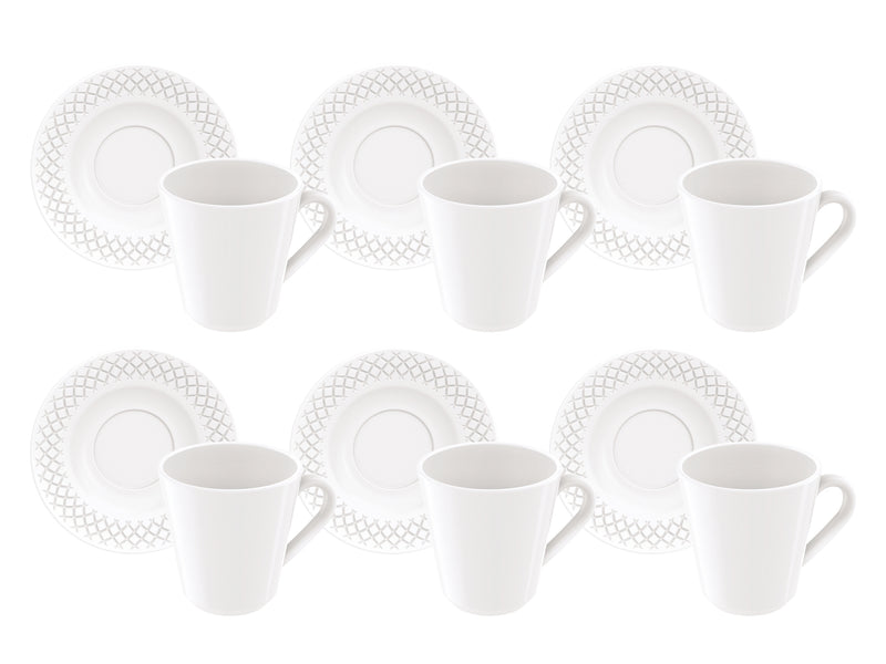 Load image into Gallery viewer, Tramontina Ingird 12-Piece Set of Decorated Porcelain Coffee Cups and Saucers, 70 ml
