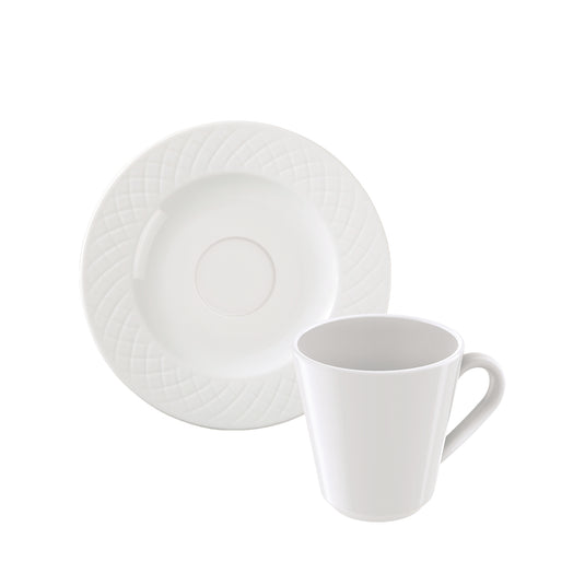 Tramontina Ingird 12-Piece Set of Decorated Porcelain Coffee Cups and Saucers, 70 ml