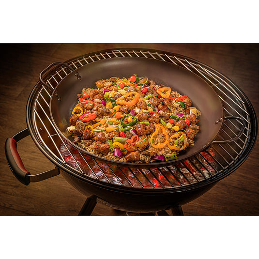 Tramontina Churrasco Black 40 cm Round Griddle Pan in Nitrocarburized Carbon Steel