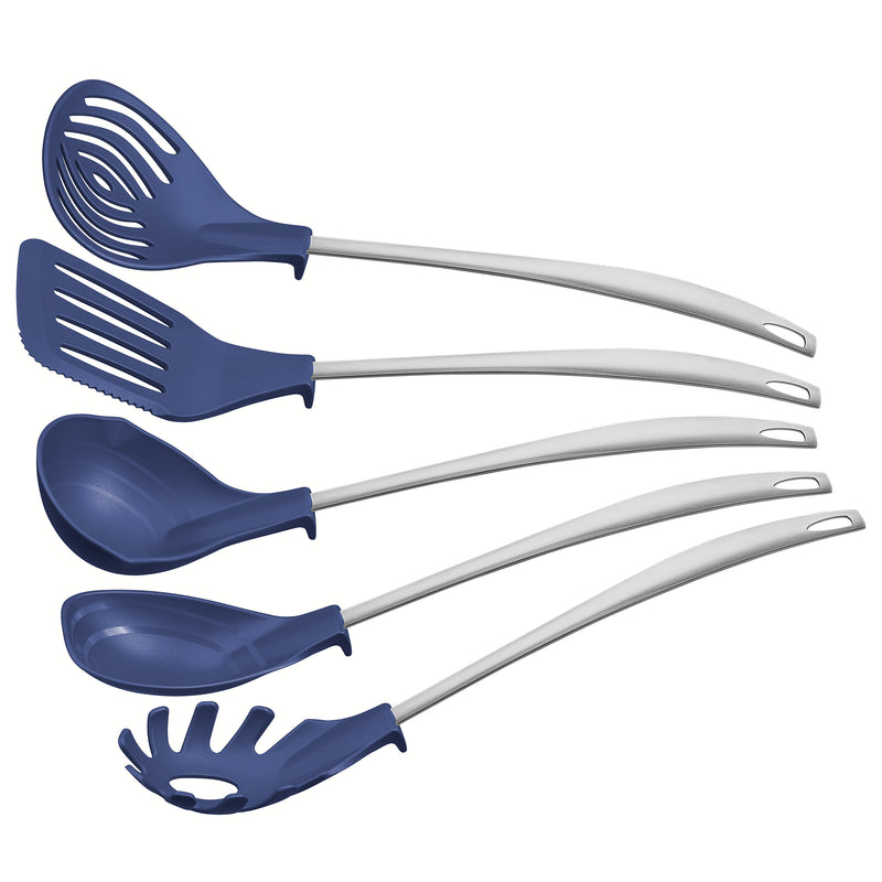 Load image into Gallery viewer, Tramontina Movin 5Pc Blue Nylon Utensil Set
