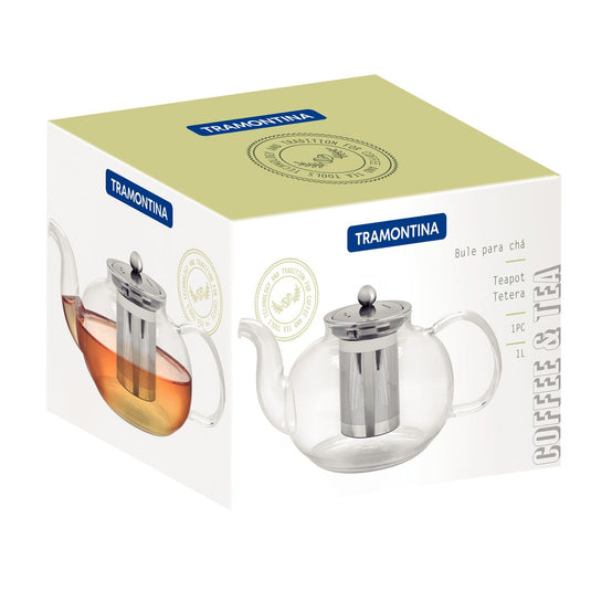 Tramontina Glass and Stainless Steel Teapot with Infuser, 1 L