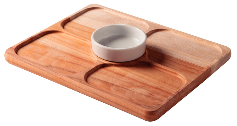 Load image into Gallery viewer, Tramontina Teak Wood Snack Set with Porcelain Pot, 2 pieces
