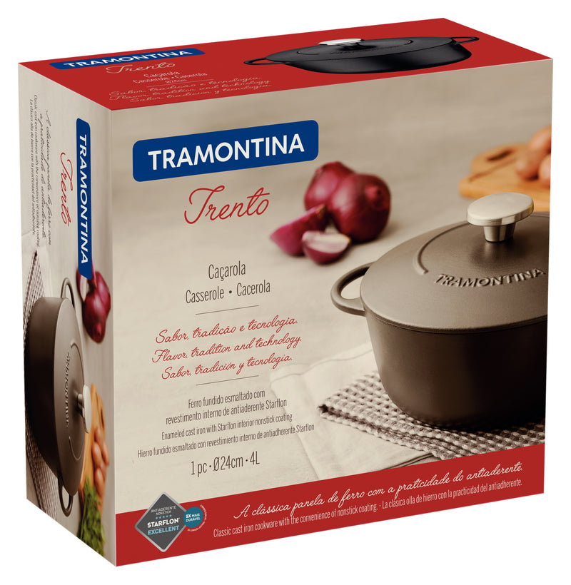 Load image into Gallery viewer, Tramontina Trento Enameled Iron Casserole with Interior Starflon Excellent Nonstick Coating 24 cm 4 L
