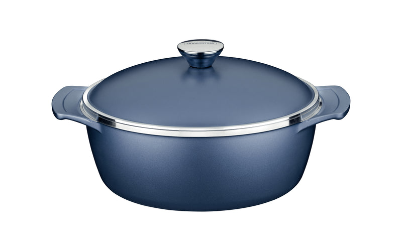 Load image into Gallery viewer, Tramontina Lyon casserole dish in forged aluminum with internal lining. External with Starflon High-Performance Non-stick Elemental Blue 24 cm
