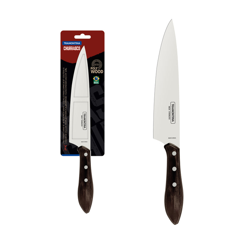 Load image into Gallery viewer, Tramontina Meat Knife with Stainless-Steel Blade and Treated Brown Polywood Handle 8&quot;
