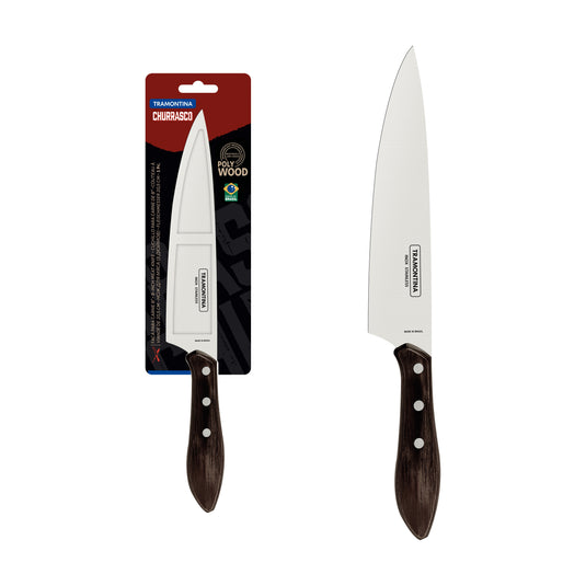 Tramontina Meat Knife with Stainless-Steel Blade and Treated Brown Polywood Handle 8"