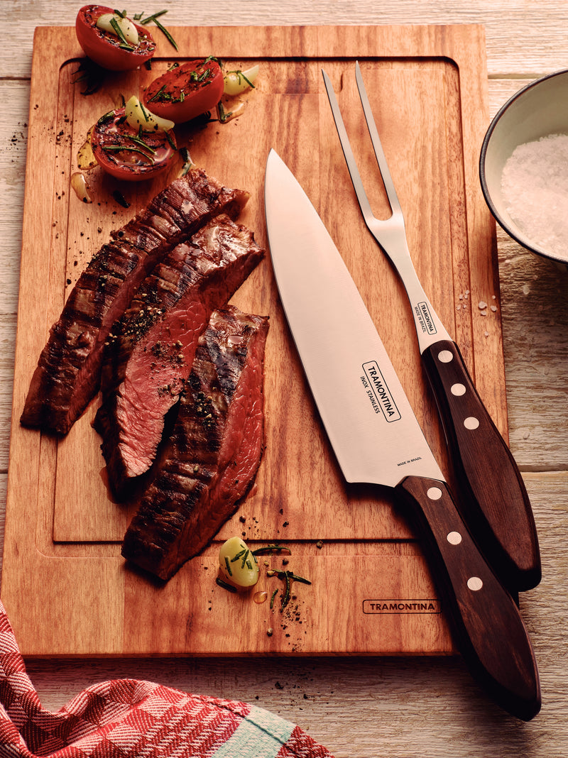 Load image into Gallery viewer, Tramontina Meat Knife with Stainless-Steel Blade and Treated Brown Polywood Handle 8&quot;
