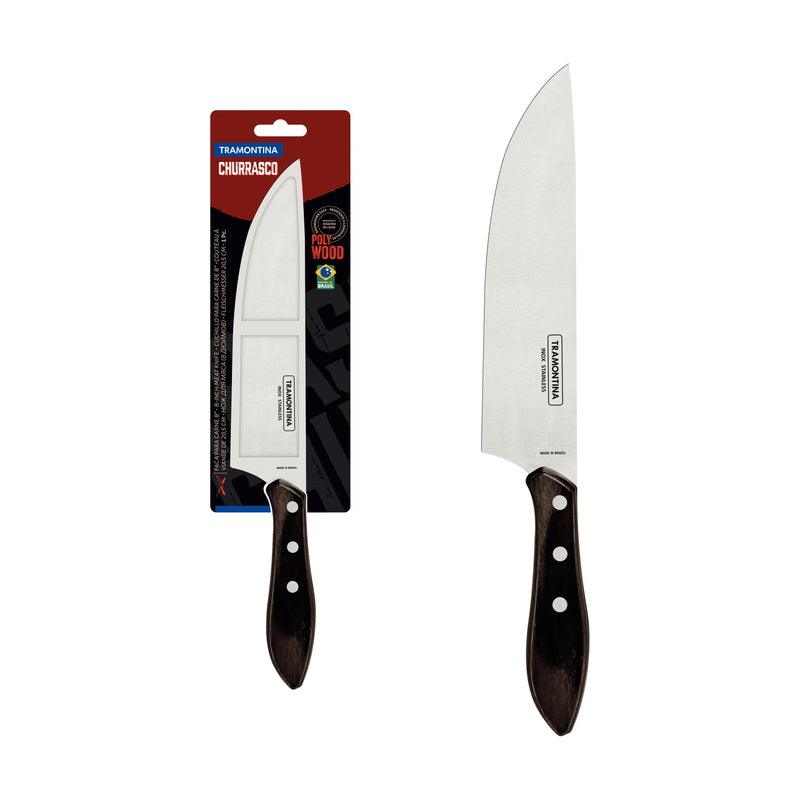 Load image into Gallery viewer, Tramontina Meat Knife with Stainless-Steel Blade and Treated Brown Polywood Handle 8&quot;
