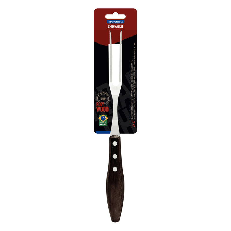 Load image into Gallery viewer, Tramontina Churrasco Carving Fork with Stainless-Steel Blade and Treated Brown Polywood Handl
