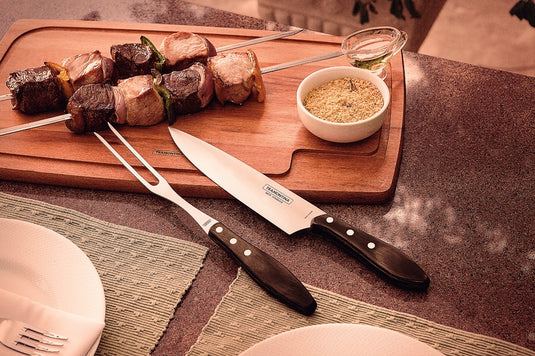 Tramontina Churrasco Carving Fork with Stainless-Steel Blade and Treated Brown Polywood Handl