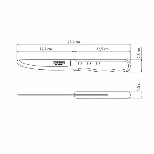 Tramontina Jumbo Steak Knife with Stainless-Steel Blade and Treated Red Polywood Handle 5"