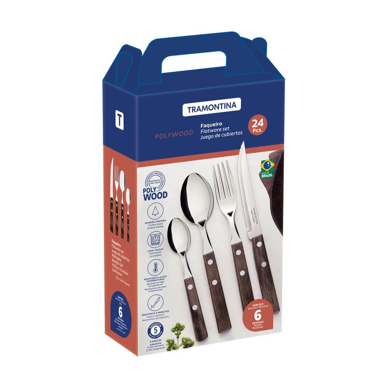 Load image into Gallery viewer, Tramontina 24-Piece Polywood Cutlery Set

