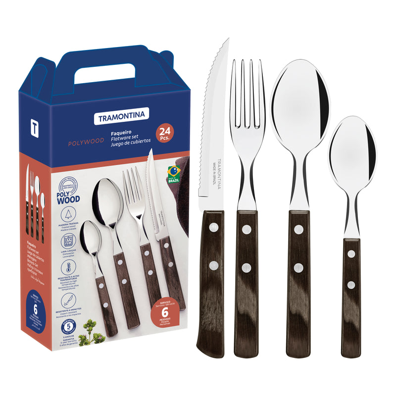 Load image into Gallery viewer, Tramontina 24-Piece Polywood Cutlery Set
