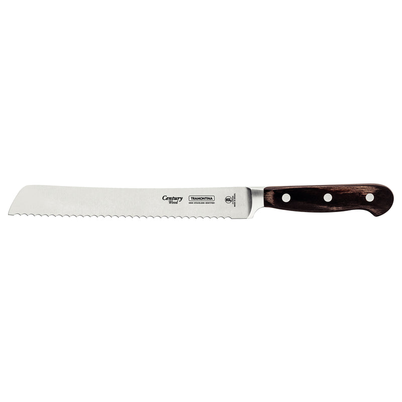 Load image into Gallery viewer, Tramontina Century Wood Bread Knife with Stainless-Steel Blade and Brown Treated-Wood Handle 8&quot;
