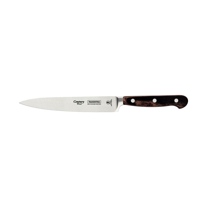 Load image into Gallery viewer, Tramontina Century Wood Utility Knife with Stainless-Steel Blade and Brown Treated-Wood Handle 6&quot;
