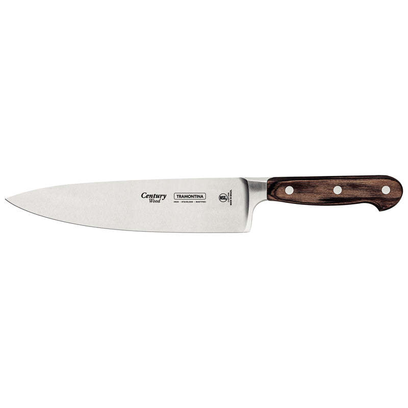 Load image into Gallery viewer, Tramontina Century Wood Chef&#39;s Knife with Stainless-Steel Blade and Brown Treated-Wood Handle 8&quot;
