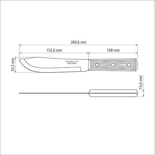 Tramontina Plenus Kitchen Knife with Stainless-Steel Blade and Black Polypropylene Handle 6