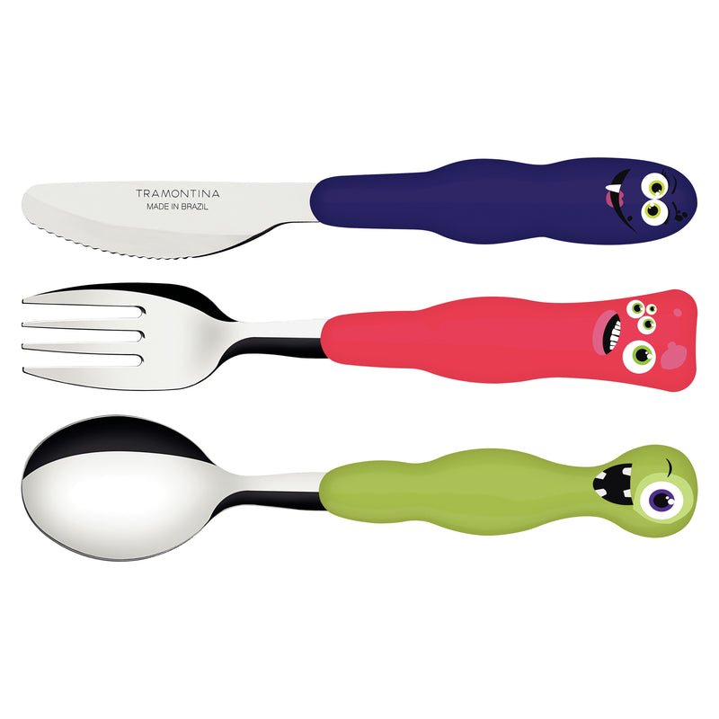 Load image into Gallery viewer, Tramontina Lirous 3-Piece Colorful Children&#39;s Flatware Set
