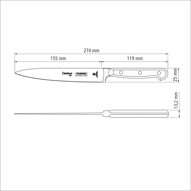 Load image into Gallery viewer, Tramontina Century 6&quot; Utility knife with Stainless-Steel Blade and Black Polycarbonate Handle
