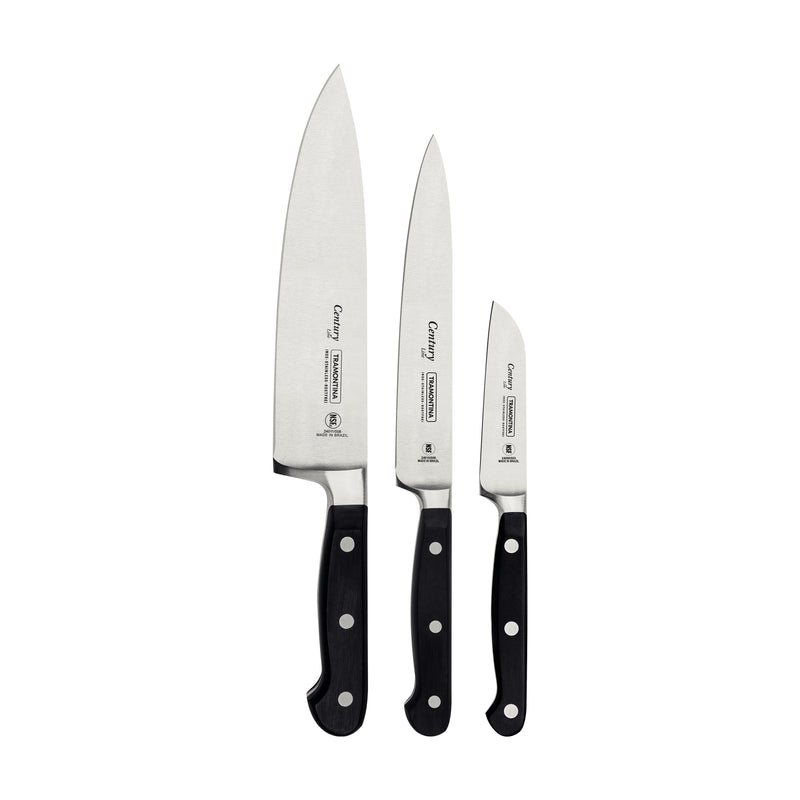 Load image into Gallery viewer, Tramontina Century 3-Piece Knife Set with Stainless-Steel Blade and Fiberglass-Reinforced Polycarbonate Handles
