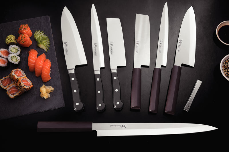 Load image into Gallery viewer, Tramontina Sushi 13&quot; stainless steel yanagiba knife with nylon handle
