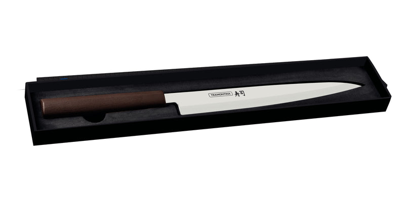 Load image into Gallery viewer, Tramontina Sushi 9&quot; stainless steel yanagiba knife with nylon handle
