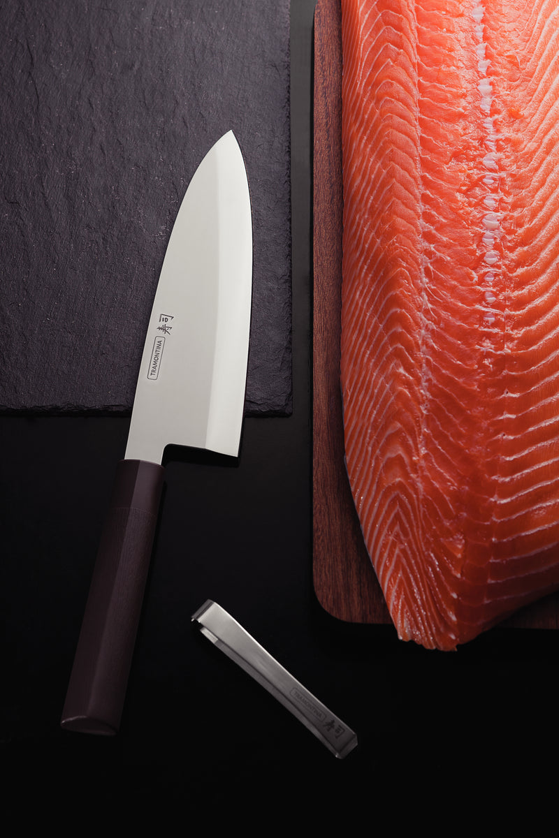 Load image into Gallery viewer, Tramontina Sushi 8&quot; stainless steel deba knife with nylon handle

