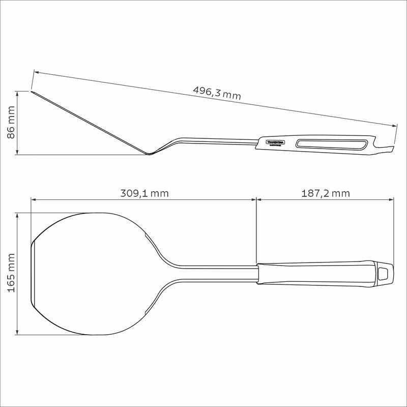 Load image into Gallery viewer, Tramontina Pizza Spatula with Stainless-Steel Blade and Grey Polypropylene Handle
