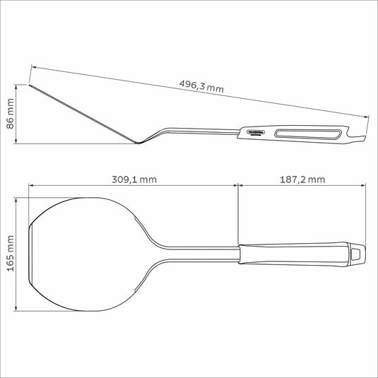 Tramontina Pizza Spatula with Stainless-Steel Blade and Grey Polypropylene Handle