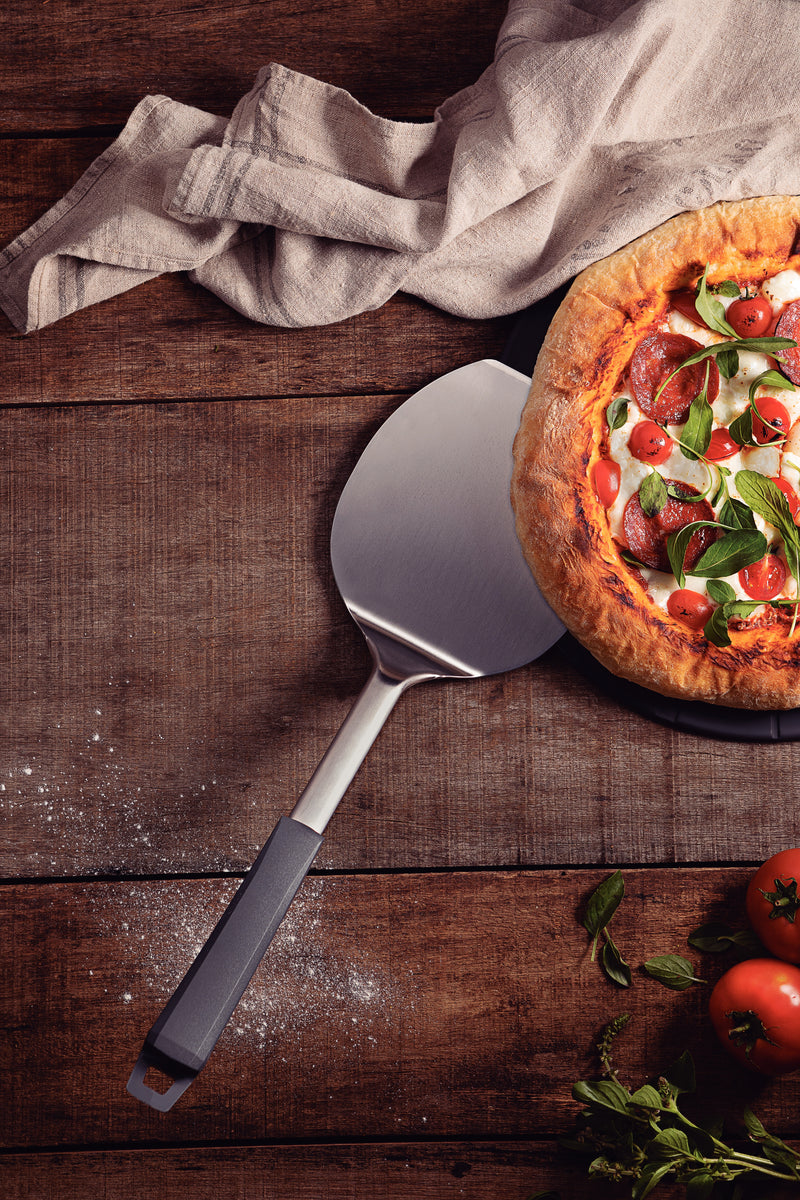 Load image into Gallery viewer, Tramontina Pizza Spatula with Stainless-Steel Blade and Grey Polypropylene Handle
