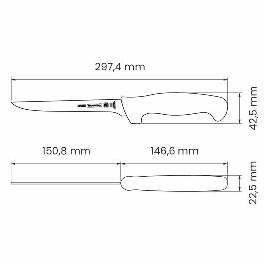 Tramontina Professional Boning Knife with Stainless-Steel Blade and White Polypropylene Handle 6