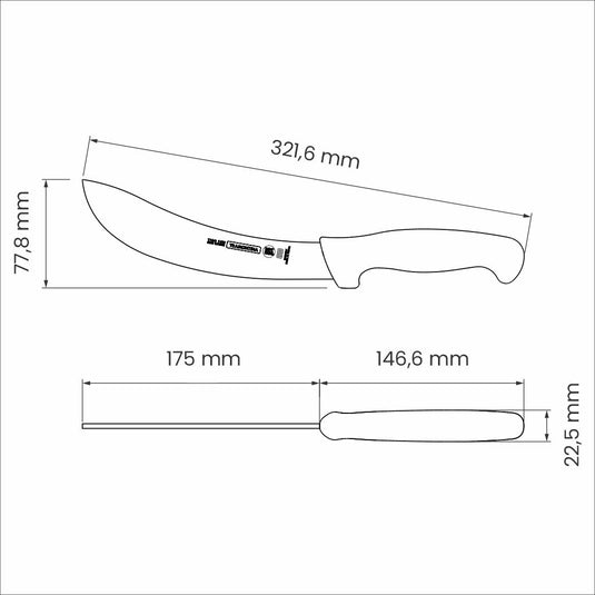 Tramontina Professional Leather and Bleeding Knife with Stainless-Steel Blade and White Polypropylene Handle 7"