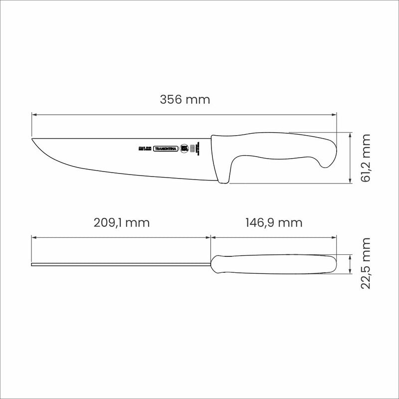 Load image into Gallery viewer, Tramontina Professional Meat Knife with Stainless-Steel Blade and White Polypropylene Handle 8&quot;
