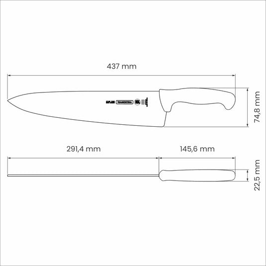 Tramontina Professional 12" Meat Knife with Stainless-Steel Blade and White Polypropylene Handle