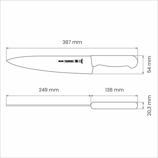 Tramontina Professional Meat Knife with Stainless-Steel Blade and White Polypropylene Handle with Antimicrobial Protection 10