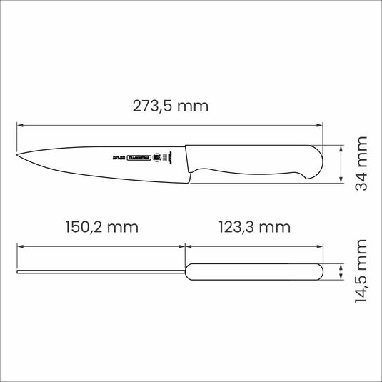 Tramontina Professional Meat Knife with Stainless-Steel Blade and White Polypropylene Handle with Antimicrobial Protection 6