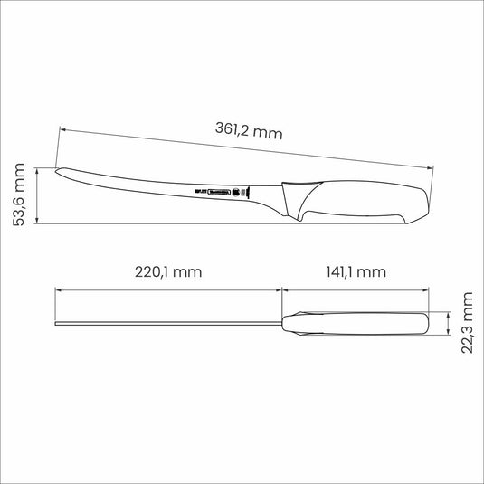 Tramontina Professional Fillet Knife with Stainless-Steel Blade and White Polypropylene Handle 8"