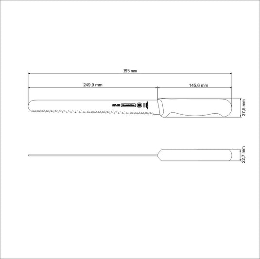 Tramontina Professional Cake/Bread Knife with Stainless-Steel Blade and White Polypropylene Handle 10