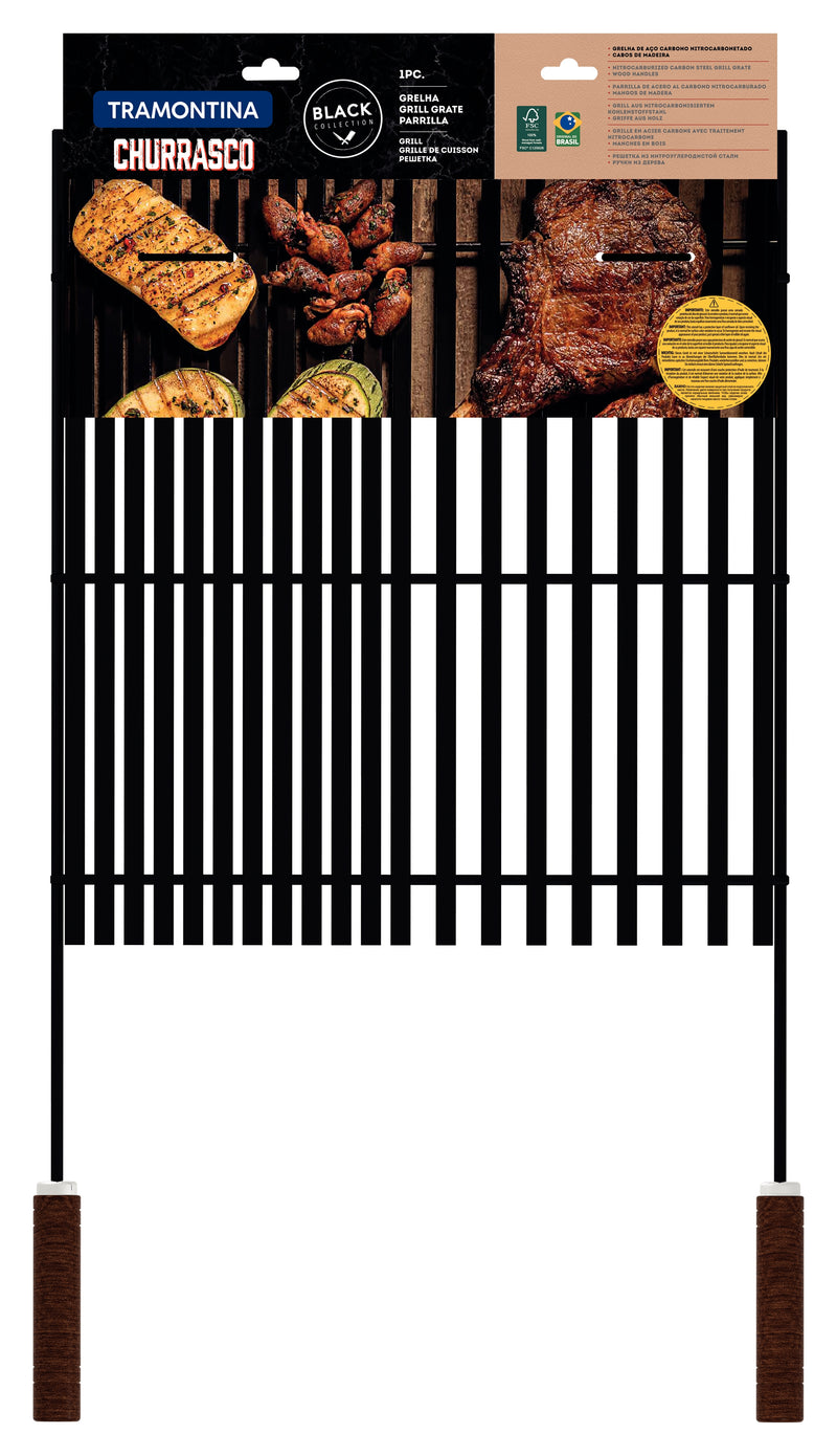 Load image into Gallery viewer, Tramontina Churrasco Black Grill in Nitrocarburized Carbon Steel with Wood Handles
