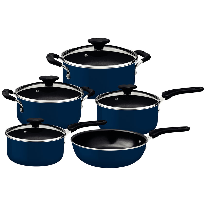 Load image into Gallery viewer, Tramontina Tunis 5-Piece Aluminum Cookware Set with Ceramic Internal Coating and Mediterranean Blue Silicone Exterio
