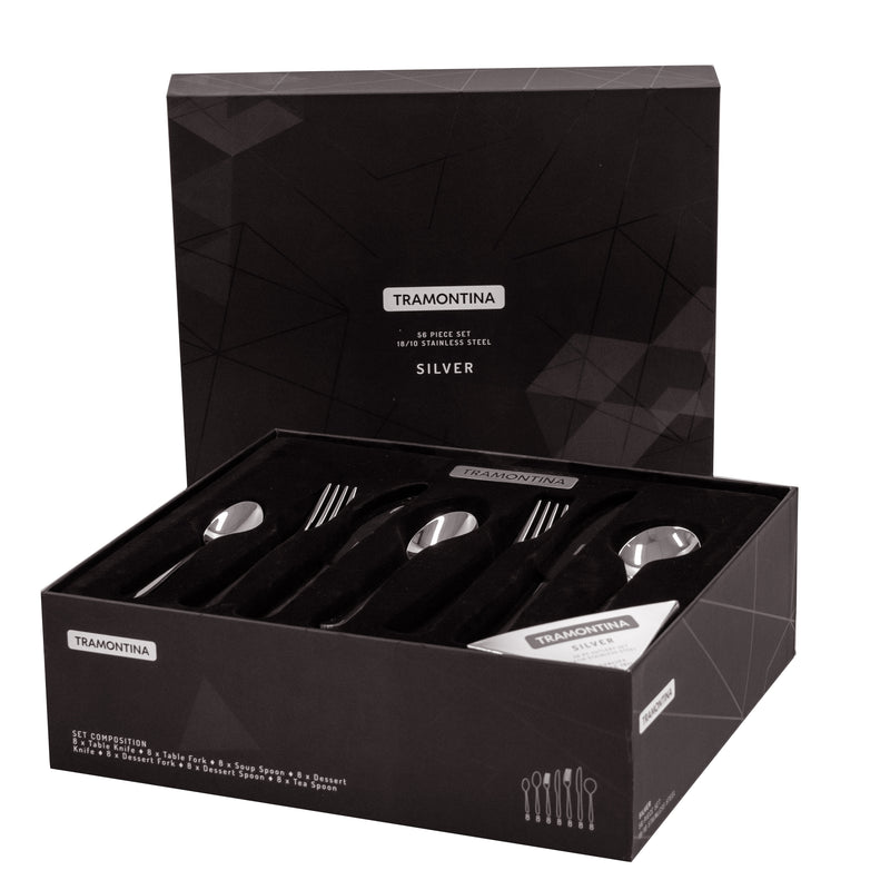 Load image into Gallery viewer, Tramontina Silver Cutlery Set, 56 PC
