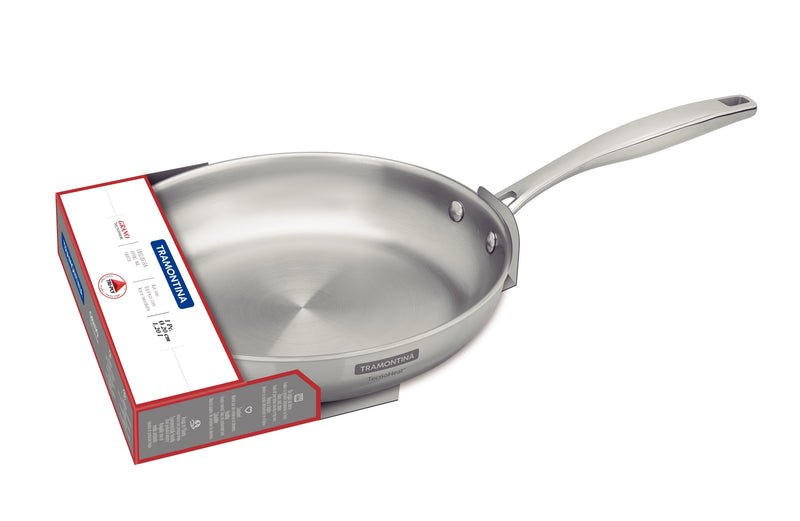 Load image into Gallery viewer, Tramontina Grano 20 cm 1,2 L shallow stainless steel frying pan with tri-ply body and long handle

