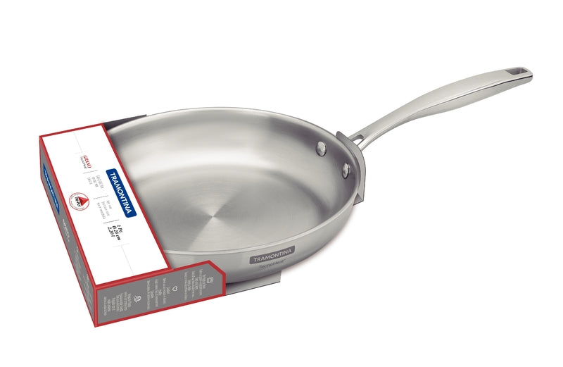 Load image into Gallery viewer, Tramontina Grano 26 cm 2.2 L shallow stainless steel frying pan with tri-ply body and long handle

