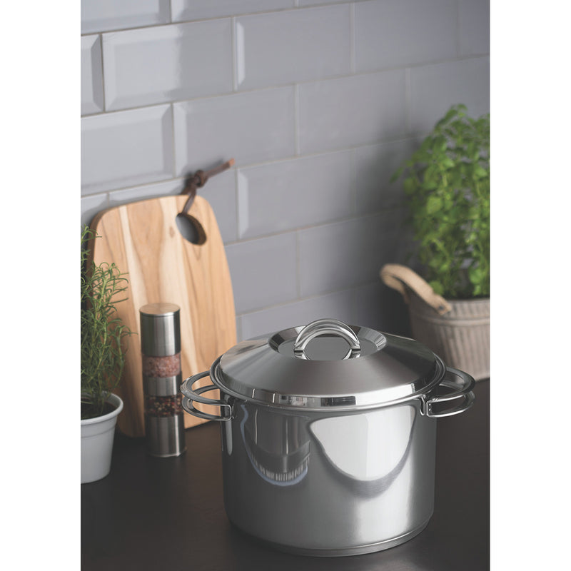 Load image into Gallery viewer, Tramontina Solar 28 cm 11.9 L stainless steel stock pot with lid, handles and tri-ply base
